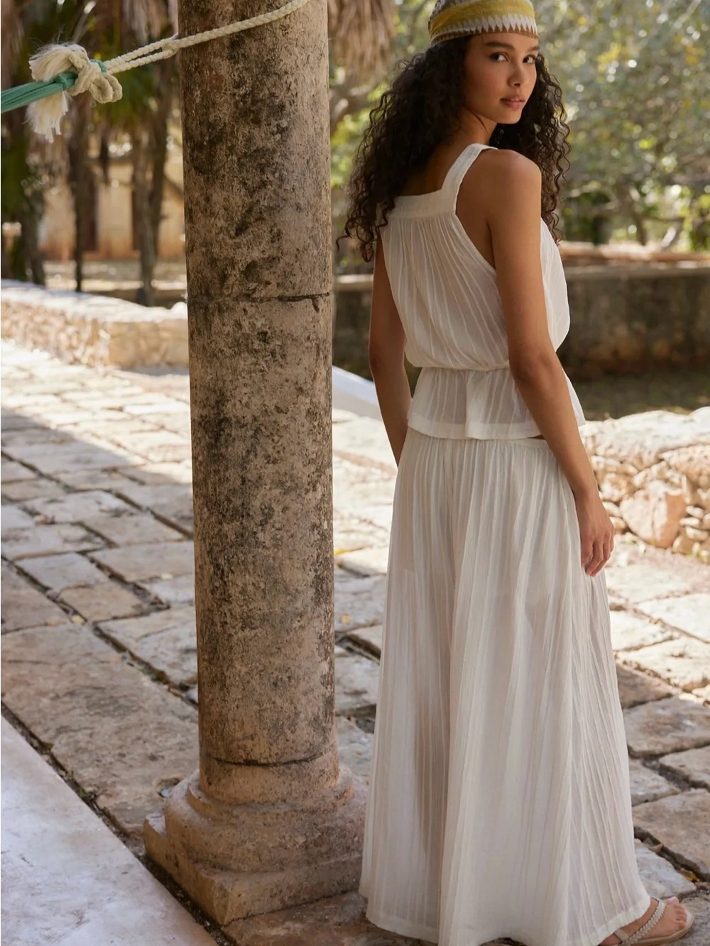 Free People Karla Pant Set White Sleeveless Gauze